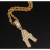 A-z Iced Out Baguette Initials Single Letters Hip Hop Pendant Chain Gold Silver Bling Zirconia Men's Hip