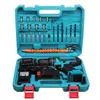 32V Max Cordless Drill 2 Batterier Elektrisk skruvmejsel 2 Speed ​​Impact Drill Power Driver 3 In1 Hammer Electric Hand Drill 201225