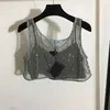 Prad Diamond Triangle Badge Tank Tops Damen Sling Tops 2-teiliges Set Camis für Frauen Sexy Ärmel Sommerweste