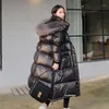 Women's Down & Parkas 2021 Women Winter Black Loose Real Fur Collar Coat Fashion Casual Hooded Long Waterproof Padded Windproof Jacket Women