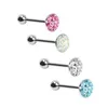 1pcs Rhinestone Tongue Piercing Ring Stainless Steel Disco Ball Tongue Barbell Nipple Piercing Ring Women Body Pirsing Lengua F sqcrnz