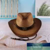 Brim paille top chapeau curling jazz chapeau neuf occidental cowboy style européen et américain d'été