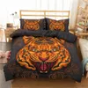 Boniu 3d ライオンとトラ寝具セットホームテキスタイル動物布団カバーマイクロファイバー寝具リビングルームの装飾ベッドカバー 201119