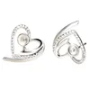 Heart Zircon Sterling 925 Stud Earrings Settings Silver Pearl Mounting Unfinished Earring Jewelry Making 5 Pairs