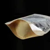 크래프트 종이 지퍼 식품 포장 가방 재사용 가능한 플라스틱 프론트 투명 스탠드 업 파우치 선물 사탕 베이킹 스낵 가방