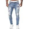 Jeans Men Ripped Skinny Hole Trousers Stretch Slim Denim Pants Large Size Hip Hop Black Blue Casual Jogging Jeans for Men 220311