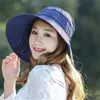 Summer Sun Hat Womens Foldbar Roll Up Cap Wide Brim Diaturb Beach Hat Embrodery Straw Cap Floppy Beach Sun245i