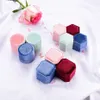 Kuololit 5pc/lote Velvet Hexágon Jewelry Boxes para mulheres Caixas de anel azul verde vermelho rosa para noivado de casamento Presente de noiva Novo T200808