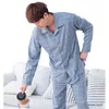 /establecer el pijama de ropa casera 100%algodón de hombres para hombres elegante ropa de dormir casual macho de otoño invernal gran tamaño de sueño lj201113