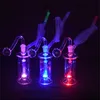 LED Glass Oil Burner Bong pyrex Glow in the dark small Bubbler Bong MiNi Oil Dab Rigs for Smoking Hookahs with 10mm glass oil burner pipe