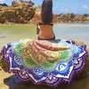 Indian Mandala Goblen Plajı Havlu Güneş Biçimi Yuvarlak Bikini Battaniyesi Lotus Bohemian Yoga Mat Kamp Yatağı Yeni T200601