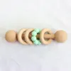 INS Baby Teethers Teething Natural Trä Ring Teethers Infant Fingers Exercise Toys Silicon Beaded Soother Baby Toy M3066