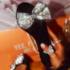 Rhinestone Slippers Bow Slides Summer Shoes Women Glitter Jelly Slides Diamond Women's Flip Flop Flat Sandals 2020 X1020