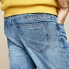 Kuegou Light Blue Autumn Mens Jeans South Corean Style Fashion Slim Pencil Pants Jeans KK2971 201111