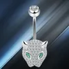 S925 Argent Sterling Léopard Nombril Anneau 14G Nombril Barbell Goujons Corps Piercing Vis Nombril Bar