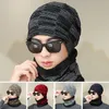 Accogliente cappello di copertura più velluto ispessimento caldo lavorato a maglia moda coreana slouchy donne allentate cappelli lavorati a maglia aggiungi bavaglino set YL0177
