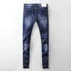 Ny designer mens jeans solid blå slimleg jeans mager passform denim mens mode designer jeans toppkvalitet w28w38