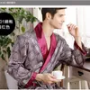 Kimono Men 5xl 4xl Home Silk Bathobe Soft Caky Longsleeved Suknia nadrukowane geometryczne szaty vneck satynowe nocne odzież 201109