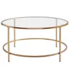 US stock Round Coffee Table Gold Modren Accent Table Tempered Glass Side Table for Home Living Room Mirrored Top/Gold Frame a12