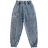 Våren nya tonårspojkar jeans byxor barn kläder avslappnad lös denim byxor 4-16 år barn streetwear all-match kläder1