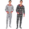 Pyjamas Home's Home Clothes Tryckt Långärmad One-Piece Christmas Mäns Pyjamas Höst