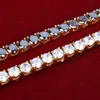 Icedout Fashion Tennis Chain Bracelet Gold Color Copper Bling Zircons Charms Femmes Men Hop Hop Jewelry4349225