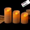 Pack of 3 Remote Control Moving Wick LED Flameless Candles , Flickering Battery Operated Pillar With Realistic Flame 211222