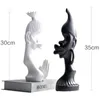 VILEAD 35 cm 2 Pz / set Ceramica Smalto Astratto Uomo Donna Figurine Bianco Nero Africano Coppia Amante Statua Vintage Home Decor T200331