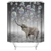 4 -stcs olifant waterdichte polyester bubbels badkamer douchegordijn toiletomslag mat niet -slip vloermat tapijt set met 12 hooks 201022885903