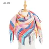 Classical Women Plaid Scarves with Tassel Wrap 110*110 Stripe Shawl Winter Squared Neckerchief Grid Scarf Female Warm Tippet Lattice Blanket