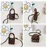 PU Leather Children Small Square Shoulder Bags Solid Color Baby Girls Flap Crossbody Bag Kids Leopard Mini Coin Purse Handbags