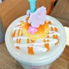 뚜껑과 빨대가있는 벚꽃 텀블러 15oz 플라스틱 사쿠라 아이스 컵 마시는 커피 주스 우유