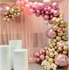 146 st Chrome Gold Rose Pastel Baby Pink Balloons Garland Arch Kit 4D Rose Balloon för födelsedagsbröllop Baby Shower Party Decor T27096099