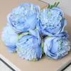 Beş kafa şakayık simüle dekoratif çiçekler Avrupa tarzı yapay çiçek düğün gelin holding çelenk