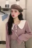 Woherb Cute Cardigans for Women Lace Peter Pan Collar Casual Knit Jackets Button Up Knit Cardigans Outwear Sweaters 201225