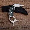 Lâmina de cetim Karambit 440C de alta qualidade Full Tang Micarta Handle Lâminas fixas Facas de garra Facas táticas com bainha de couro