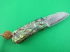 Cuchillo plegable de bolsillo Damasco de 4.5 pulgadas VG10 Damascuss Steel Blade Abalone Shell + Hoja de acero inoxidable Mango de cuchillas EDC