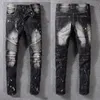 Mens Fold Skinny Painted Jeans Fashion Designer washed Pleated Panelled Zipper Slim Fit Motorcycle Biker Hip Hop Denim Pants 10772184229
