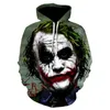 Yeni Beyaz Joker Erkek Tişörtü Erkek Hoodies Hip Hop Streetwear Coat 3D Baskı Hoodie Erkekler Rahat Komik Eşofman Joker 201005 Tops