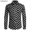 Zwart Wit Polka Dot Shirt Heren Chemise Homme Casual Button Up Mens Jurk Shirts Tuin Punt Camisas Masculina USA Size XS-XXL 220222