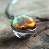 Women Designer Jewelry Galaxy Nebula Planet Necklaces for Women Universe Solar System Moon Earth Sun Double Side Glass Ball Pendant Chain Necklace Men