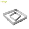 Delidge 2pcs/set Stainless Steel Adjustable Cake Mousse Ring 3D Round & Square Cake Mold Cake Decorating Baking Tools T200523