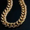 Mens 18MM 18-30inch Iced Out Heavy Miami Cuban Link Chain Necklace Hip hop 14K Gold Hiphop CZ Cubic Zirconia Jewelry304b