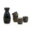 Ensemble de saké japonais traditionnel élégant bouteille de vin en céramique et tasses cadeaux de vin asiatique ensemble à main le cercle de vent de mousson bleu à la main Desig9374863