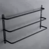 Sus304 Aço Inoxidável Matte Preto Banheiro Acessórios Set Stick Camadas Toalhas Bar Three Bars Towel Rack 17,72 polegadas Barras KJWY003HEI-45cm