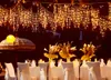 新しい12mドループ0.7M 360 LEDの不正確な弦のライトクリスマスの結婚式のクリスマスパーティーの装飾雪のカーテンライトとテールプラグ