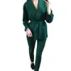 MVGIRLRU Women's tracksuit pant suits shawl collar belted blazer jacket and pant two piece set OL Streetwear 201008