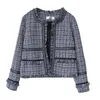 Small fragrance Ladies Tweed Jackets Coat Fashion Autumn Long Sleeve Tassel Woolen Jacket Womens Open Stitch Short Coats Casaco