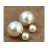 Moda stile coreano due lati perla bianca imitazione perle borchie per le donne Boutique classici doppi lati orecchini di perle R02H2