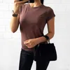 Kobiety T-shirt Solid Color Tee Różowy Czarny Brązowy Casual T-shirt Hipster Lato Kobieta T Shirt Oversize Dropshipping G220228